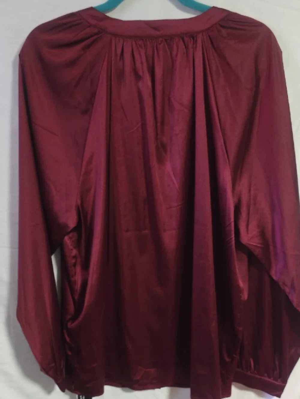 LuLaRoe Celeste Satin Button-Front Blouse - Wine